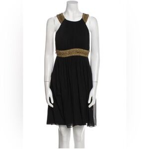 Aidan Mattox Niteline Silk Black Dress with Gold beading